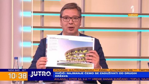 VUČIĆ UŽIVO POKAZAO SLIKU NOVOG NACIONALNOG STADIONA: Evo kako će izgledati srpski Vembli