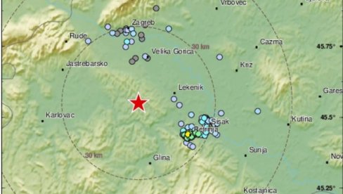 ТРЕСЛО СЕ ТЛО У ХРВАТСКОЈ: Епицентар земљотреса у близини Загреба