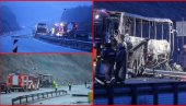 ПРВЕ ФОТОГРАФИЈЕ И СНИМЦИ СА МЕСТА НЕСРЕЋЕ: Аутобус из Северне Македоније потпуно изгорео, остала само олупина на путу (ФОТО/ВИДЕО)