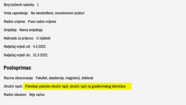 ЈЕДНА БОЛНИЦА РАСПИСАЛА НЕСВАКИДАШЊИ ОГЛАС ЗА ПОСАО: Тражи се психијатар са дипломом грађевинца