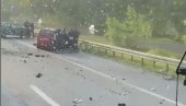 SAOBRAĆAJNA NESREĆA U BEOGRADU: Dva automobila uništena na auto-putu (FOTO/VIDEO)
