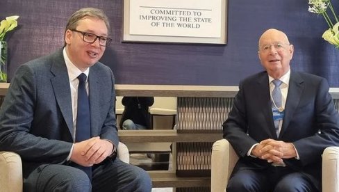 VUČIĆ NA SASTANKU SA ŠVABOM: Svake godine tokom Svetskog ekonomskog foruma naučimo mnogo o svetskoj ekonomiji VUČIĆ NA SASTANKU SA ŠVABOM: Svake godine tokom Svetskog ekonomskog foruma naučimo mnogo o svetskoj ekonomiji