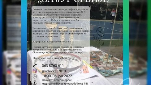 HUMANITARNI TURNIR ZA JUG SRBIJE: Organizator je Fakultet veterinarske medicije i Kolevka HUMANITARNI TURNIR ZA JUG SRBIJE: Organizator je Fakultet veterinarske medicije i Kolevka