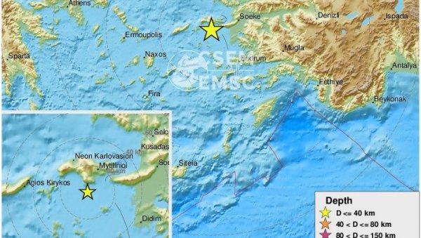 ЈАК ЗЕМЉОТРЕС ПОГОДИО ГРЧКУ: Потрес јачине 5,2 Рихтера на острву Самос