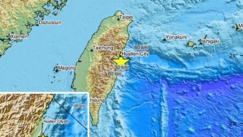 SNAŽAN ZEMLJOTRES U REGIONU TAJVANA: Epicentar  na dubini od 17 kilometara