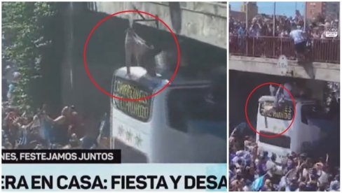 SVET JE ZAPANJEN: Argentinac pao sa mosta tokom dočeka fudbalera, a ono što se potom desilo - teško je objasniti (VIDEO)