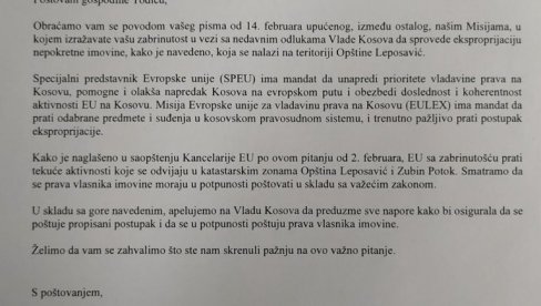 Kancelarija EU na tzv. Kosovu i Misija Oebs odgovorile na pisma gradonačelnika Leposavića