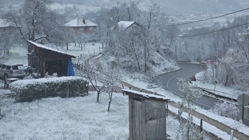 PALO SKORO POLA METRA: Aprilski sneg zavejao Polimsku dolinu i Novu Varoš (FOTO)