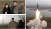 КИМ СА ЋЕРКИЦОМ ПРИСУСТВОВАО ЛАНСИРАЊУ: Северна Кореја тестирала најновију балистичку ракету (ФОТО)