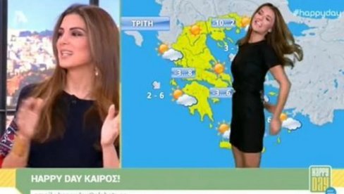 УЗ ЊУ СВАКА ОЛУЈА ЛАКШЕ ПАДА: Грчка водитељка је постала хит због начина на који презентује временску прогнозу (ВИДЕО)