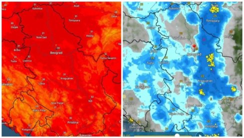 IZ CRVENOG U PLAVO Promena vremena u dve slike - ovako će Srbija izgledati u petak i subotu