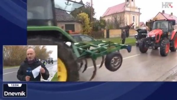 ХРВАТСКА ПОЛИЦИЈА НЕ ДА ПОЉОПРИВРЕДНИЦИМА ДА БЛОКИРАЈУ ПРИЛАЗ АУТО-ПУТУ: У диктаторској Србији то је редовна појава