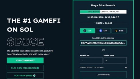 Mega Dice Token се лансира на претпродаји - следећа велика криптовалута GambleFi-а коју треба пратити