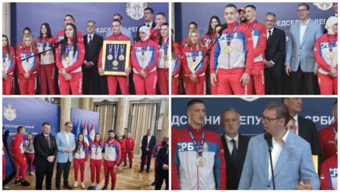 LEPE SLIKE IZ PREDSEDNIŠTVA: Pogledajte susret Vučić sa zlatnim bokserima (VIDEO)