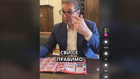NE ZNAM, LJUDI, JESTE LI PRIMETILI... Hit-snimak! Aleksandar Vučić popunjava album sa sličicama za EURO 2024 i ne skriva želju nacije (VIDEO)