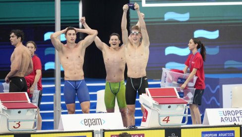 BRAVO! Muška štafeta Srbije 4x100 metara slobodno osvojila zlatnu medalju na EP