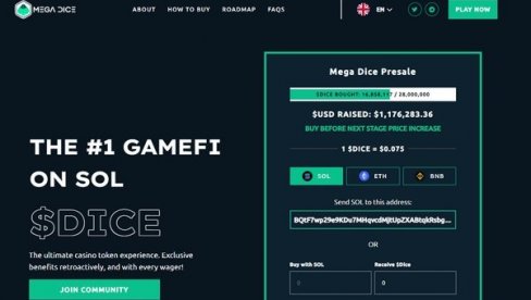 Novi GambleFi Mega Dice Token pokreće staking protokol dok pretprodaja dostiže 1.5 miliona dolara – Sledeći Rollbit?
