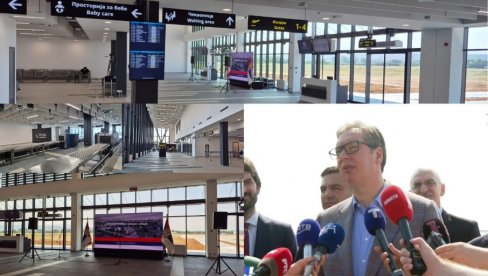 VUČIĆ NA AERODROMU KONSTANTIN VELIKI: Predsednik u obilasku novog terminala (FOTO/VIDEO)