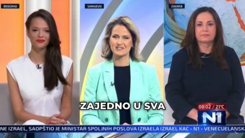 N1 NASTAVLJA DA VELIČA OLUJU! SVI ZAJEDNO SRETNI: Mia Bjelogrlić sa osmehom iz Beograda sluša kolegicu dok hvali zločin (VIDEO)