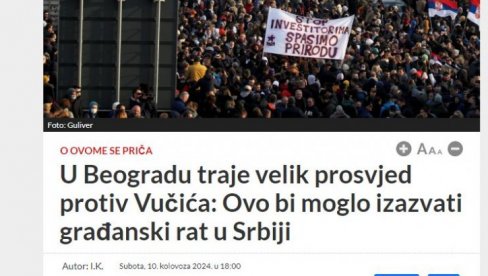 HRVATI PRIŽELJKUJU GRAĐANSKI RAT U SRBIJI: Likuju zbog Đilasovog i Šolakovog protesta