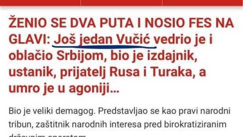 ISLAMISTI IZ “SLOBODNE BOSNE” POLUDELI OD MRŽNJE PREMA VUČIĆU: Koriste i daleku prošlost da bi ga napali, smeta im njegovo prezime ISLAMISTI IZ “SLOBODNE BOSNE” POLUDELI OD MRŽNJE PREMA VUČIĆU: Koriste i daleku prošlost da bi ga napali, smeta im njegovo prezime