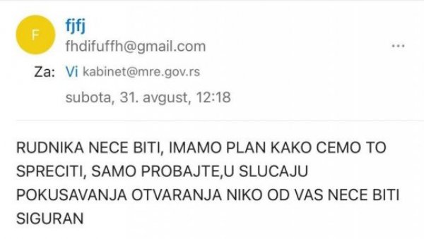 УЗБУНА - ОТВОРЕНЕ ПРЕТЊЕ СВИМА У МИНИСТАРСТВУ РУДАРСТВА И ЕНЕРГЕТИКЕ: Нико од вас неће бити сигуран; огласили се из МРЕ