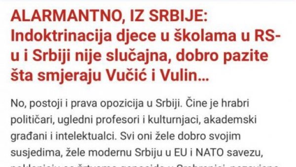 Народе Србије, довољно је погледати најважније вести на исламистичком порталу Слободна Босна и све је јасно!