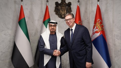 ПРИМИТЕ ИЗРАЗЕ ИСКРЕНОГ УВАЖАВАЊА И НАКЛОНОСТИ: Вучић примио честитку Бин Заједа ал Нахјана поводом Дана државности