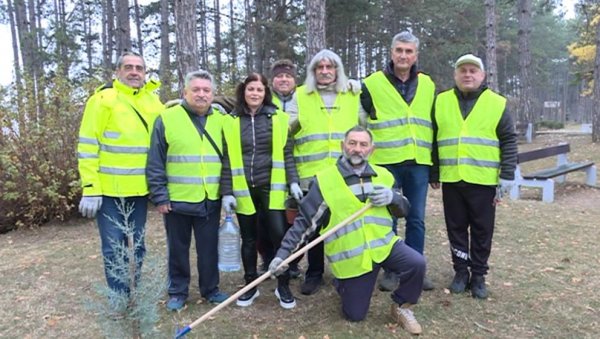 НОВЕ САДНИЦЕ ЦРНОГ БОРА И ЧЕМПРЕСА НА РУСKОМ ГРОБЉУ: Засадили их акцијаши и волонтери