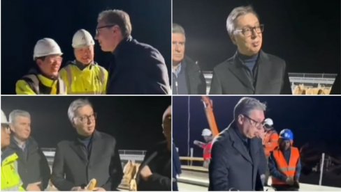 VUČIĆ OBRADOVAO RADNIKE NA AUTO-PUTU KA POŽAREVCU: Doneo im jabuke i sendviče - Srbija radi, Srbija se gradi! (VIDEO)