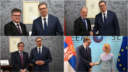 PREDSEDNIK SRBIJE U BRISELU Vučić sa Lajčakom, O’Brajanom i Kopmanom - Razgovori o eskalaciji na KiM, reformskoj agendi i putu ka EU