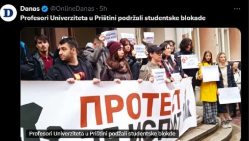 SRAMNE LAŽI ŠOLAKOVOG I ĐILASOVOG TABLOIDA ,,DANAS: Pokušali da Univerzitet u Prištini uvuku u svoje političko blato