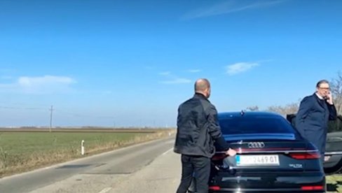 NOVI SNIMAK OPASNOG INCIDENTA: Trenutak kada Vučić izlazi iz automobila kome je u pokretu ispao točak (FOTO/VIDEO)