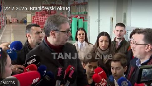 PREDSEDNIK VUČIĆ NASTAVLJA POSETU BRANIČEVSKOM OKRUGU: Šef države obilazi fabriku Polikard u Malom Crniću