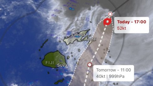 ТРОПСКИ ЦИКЛОН РЕЈ КАТЕГОРИЈЕ 2 ЋЕ СЕ ПОЈАЧАТИ: Седам упозорења издато за Фиџи