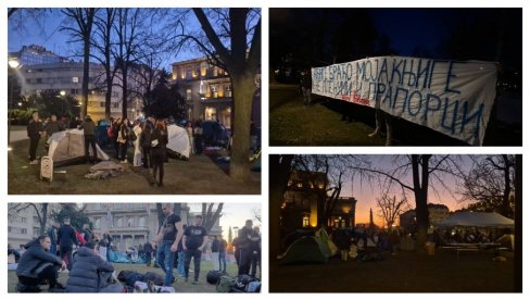 STUDENTI KOJI SU SE OKUPILI ISPRED PREDSEDNIŠTVA ODRŽALI EMOTIVNE GOVORE: Nećemo se povući dok svaki naš zahtev ne ispune