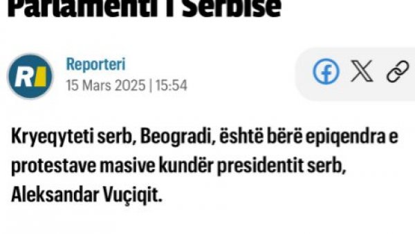 КУРТИЈЕВА ПОДРШКА ДЕМОНСТРАЦИЈАМА У БЕОГРАДУ: Албански медији из минута у минут прате протесте