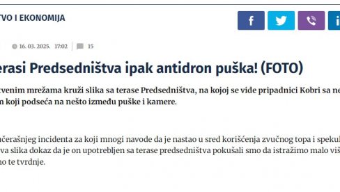 КРАЈ ЛАЖИМА О ЗВУЧНОМ ТОПУ: Директно признао да се на тераси Председништва налазила антидрон пушка