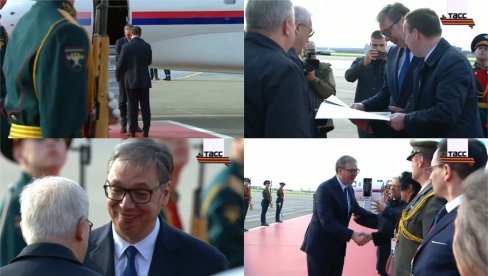 CRVENI TEPIH I POČASNA GARDA ZA VUČIĆA! Ruska televizija uživo prenosila doček srpskog predsednika na aerodromu u Moskvi (VIDEO) CRVENI TEPIH I POČASNA GARDA ZA VUČIĆA! Ruska televizija uživo prenosila doček srpskog predsednika na aerodromu u Moskvi (VIDEO)
