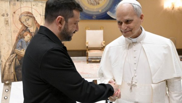 ВЛАДИМИРА ЗЕЛЕНСКОГ ПРИМИО ПАПА ЛАВ: У уторак ујутру украјинског председника примио је папа Лав Четранести