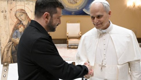 ВЛАДИМИРА ЗЕЛЕНСКОГ ПРИМИО ПАПА ЛАВ: У уторак ујутру украјинског председника примио је папа Лав Четранести