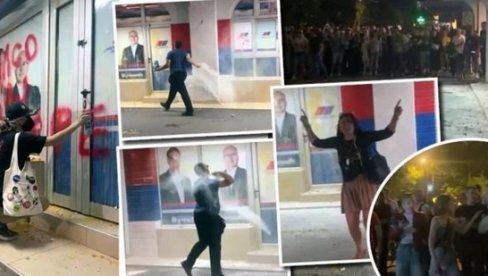 NEVIĐENI SKANDAL U NOVOM SADU - Blokaderi demolirali prostorije SNS-a: Čupali zastave Srbije i lomili prozore (VIDEO)