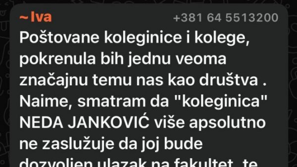 ФАШИЗАМ НА ДЕЛУ: Траже забрану приступа на факултету студенткињи само зато што другачије мисли (ФОТО) ФАШИЗАМ НА ДЕЛУ: Траже забрану приступа на факултету студенткињи само зато што другачије мисли (ФОТО)