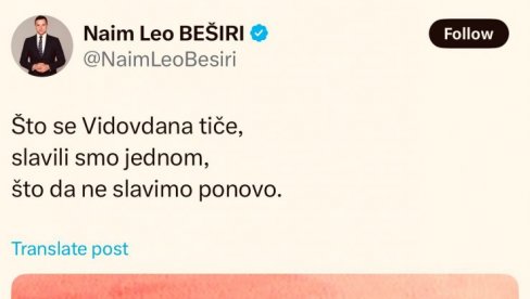 ИДЕОЛОГ БЛОКАДЕРА БЕШИРИ: На блокадерски протест на Видовдан долазе они који су славили изручење Милошевића Хагу! (ФОТО) ИДЕОЛОГ БЛОКАДЕРА БЕШИРИ: На блокадерски протест на Видовдан долазе они који су славили изручење Милошевића Хагу! (ФОТО)