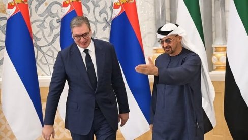 ВЕЛИКО ПОШТОВАЊЕ ПРЕМА ПРЕДСЕДНИКУ СРБИЈЕ: Шеик Бин Зајед отишао по Вучића у хотел и одвезао га на састанак у палату Ал Ватан