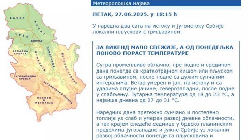 У НАРЕДНА ДВА САТА СТИЖУ ПЉУСКОВИ СА ГРМЉАВИНОМ Хитно се огласио РХМЗ: Ови делови Србије први на удару (ФОТО)