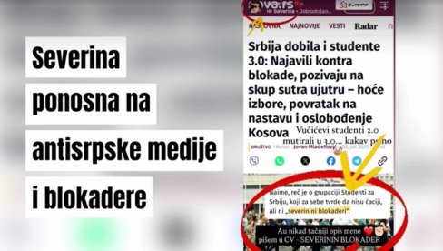 ПАМЕТНОМ ДОСТА! Северина и блокадери се хвале титулама и вређају Вучића (ВИДЕО)