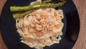 SAVRŠENO: Pasta sa kozicama u kremastom sosu i šparglama