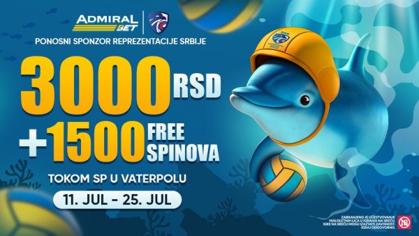 СП У ВАТЕРПОЛУ: Испратите уз 3.000 динара и 1.500 бесплатних спинова СП У ВАТЕРПОЛУ: Испратите уз 3.000 динара и 1.500 бесплатних спинова