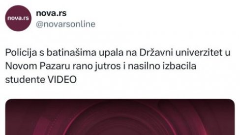 NOVA LAŽ OPOZICIONIH MEDIJA: Nova S senazcionalizmom pali Novi Pazar, Sandžak i Rašku oblast!